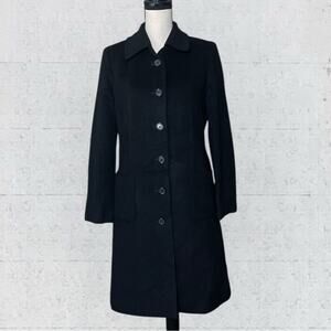 Brooks Brothers 346 Women's Wool Cashmere Black Long Topcoat Peacoat Size 6 NWOT